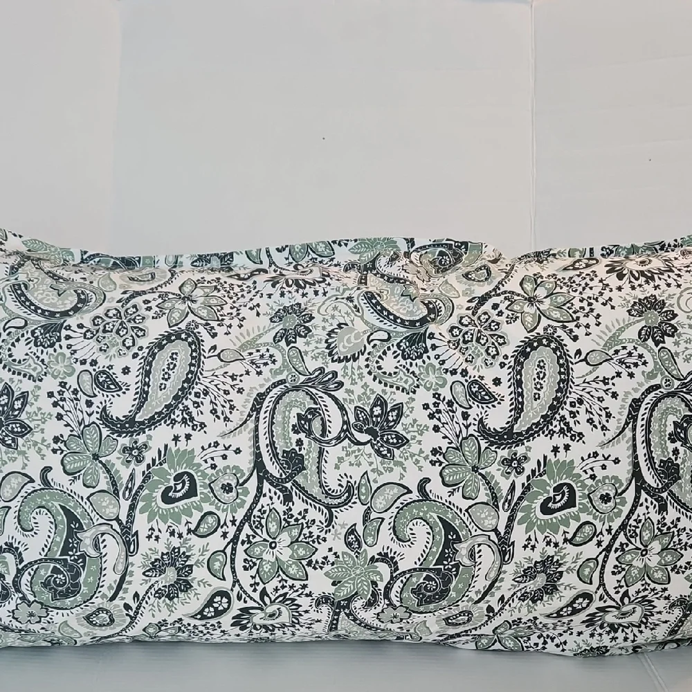 IKEA Rodgersia Floral Paisley Green White King Pillow Sham Duvet Set